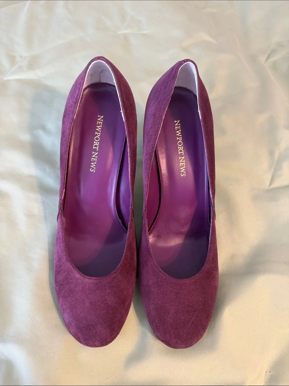 NEW.  Newport News Plum Suede Pumps